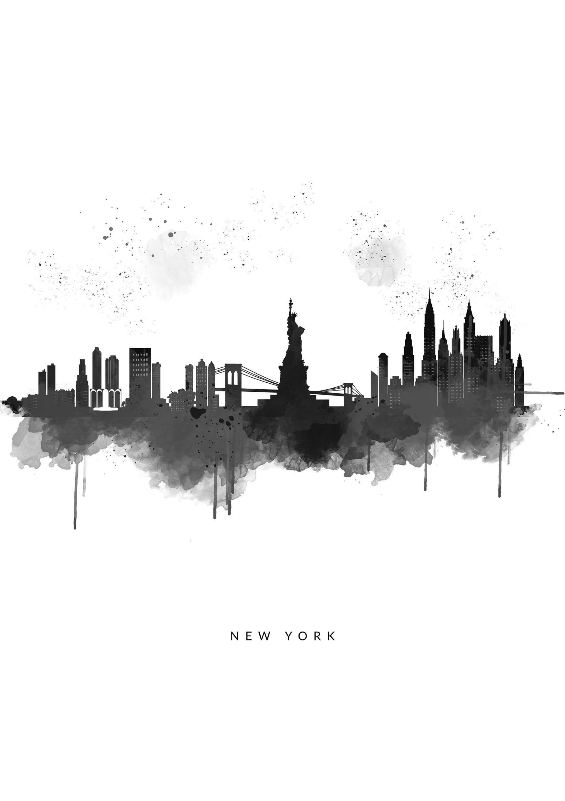 black and white desktop wallpaper city
