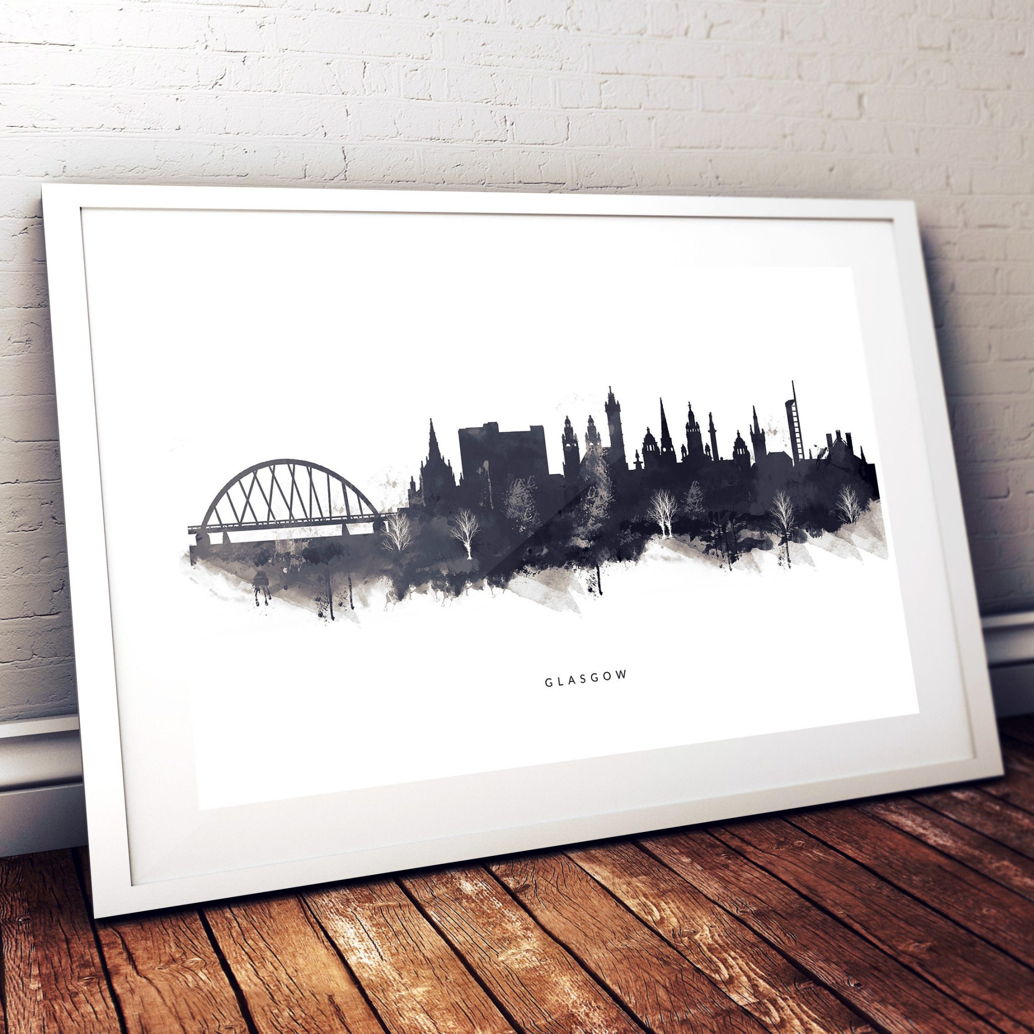 Glasgow Art Prints Straightupart Com   Glasgow Black White Abstract Watercolor Art Print City Skyline Art Print Poster With City Name Home Deco Wall Art Print 6176a044 2048x2048 