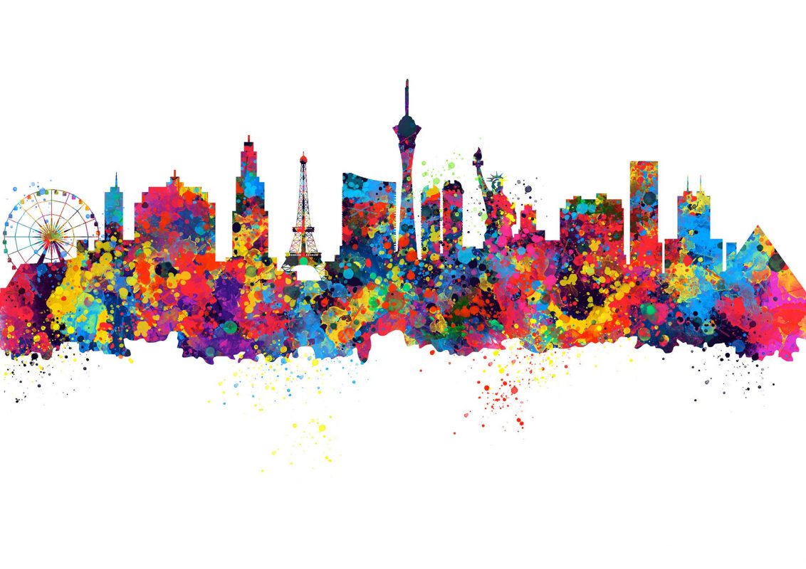 Las Vegas Skyline Print, Multi Colour Art Print, Abstract Art Poster ...